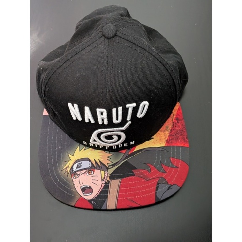Naruto Shippuden Naruto Uzumaki Snapback Hat‎ Black OSFM